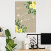 イエローヴィンテージバラエレガントな結婚式 ポスター (ホームオフィス)