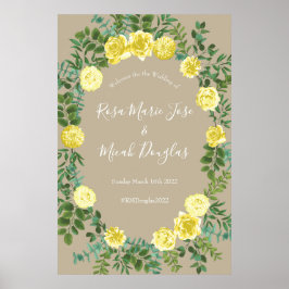 イエローヴィンテージバラエレガントな結婚式 ポスター
