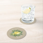 イエローヴィンテージバラエレガントな結婚式 ラウンドペーパーコースター (インサイチュ)