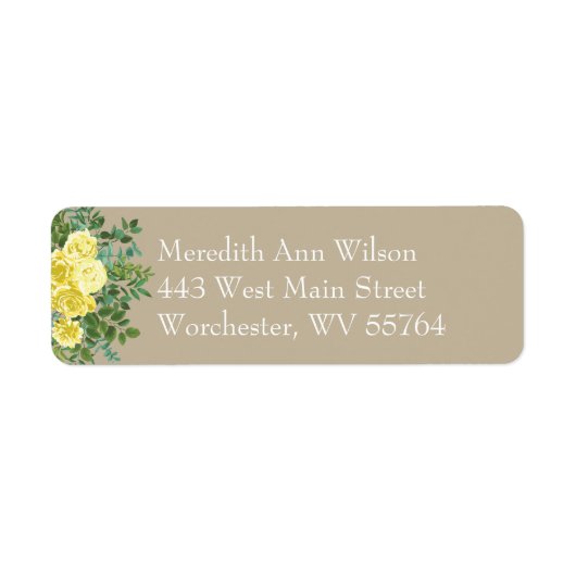 イエローヴィンテージバラエレガントな結婚式 ラベル (正面)