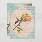 イエローヴィンテージバラガーデンバースデーパーティー 招待状 (正面/裏面)