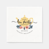 イエローヴィンテージフローラティーポット茶パーティー赤ちゃんシャワー スタンダードカクテルナプキン (正面)