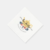 イエローヴィンテージフローラティーポット茶パーティー赤ちゃんシャワー スタンダードカクテルナプキン (角)