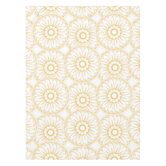 イエローヴィンテージフローラメダリオンパターン テーブルクロス (正面)