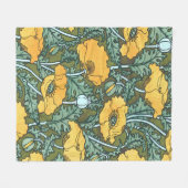 イエローヴィンテージポピーフリースブランケット フリースブランケット (正面(横))