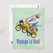 イエローヴィンテージモンスターカー ポストカード (正面/裏面)