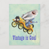 イエローヴィンテージモンスターカー ポストカード (正面)