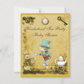 イエロー不機嫌ハッターワンダーランドティーパーティーベビーシャワー 招待状 (正面)