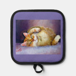 イエロー子猫オーブンミッツ&ポットホルダー 鍋敷き