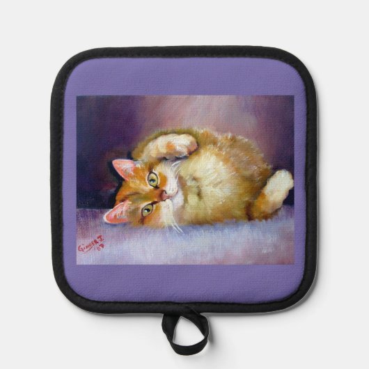 イエロー子猫オーブンミッツ&ポットホルダー 鍋敷き (正面)