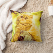 イエロー子猫装飾用クッション クッション (ブランケット)