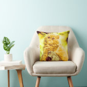 イエロー子猫装飾用クッション クッション (椅子)