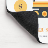 イエロー建築クレーン車モノグラムボーイズ マウスパッド (コーナー)