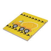 イエロー建築コンクリートミキサー車の子供 タイル (側面)