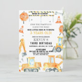 イエロー建築トラックボーイバースデーパーティー 招待状 (スタンド正面)