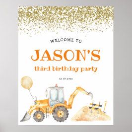 イエロー建築誕生日ウェルカムサイン ポスター