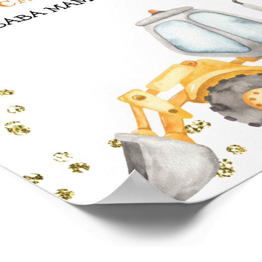 イエロー建築誕生日第1誕生日標識 ポスター (角)