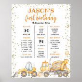 イエロー建築誕生日第1誕生日標識 ポスター (正面)