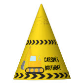 イエロー建築車カスタム両子供の誕生日 パーティーハット (正面)