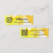 イエロー後を追絞り染めInstagramソーシャルQRコード スキニー名刺 (正面/裏面)