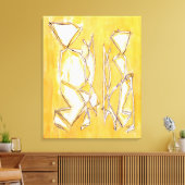 イエロー抽象芸術ア絵画ートカップルby MC Belkadi キャンバスプリント (インサイチュ (リビング))