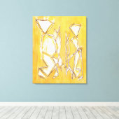 イエロー抽象芸術ア絵画ートカップルby MC Belkadi キャンバスプリント (インサイチュ (ウッドフロア))