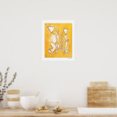 イエロー抽象芸術カップルHome Decor 16x20ポスター ポスター (キッチン)