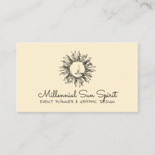 イエロー抽象芸術スピリチュアルシアルサンタロット 名刺 (正面)