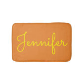 イエロー文字名前をカスタムするオンオレンジバスマット バスマット (正面)