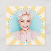 イエロー日が差すことアクアブルードットトレンディー新鮮な写真 スクエア名刺 (正面)