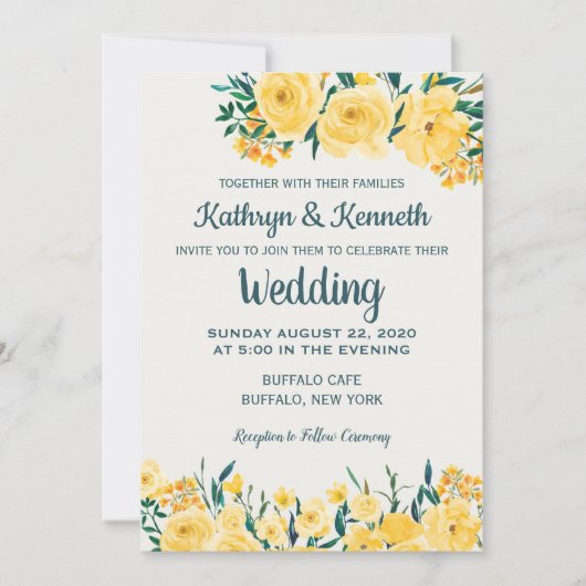 イエロー春サマーカントリーウェディング招待状 招待状 (正面)