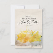 イエロー春ダッフォジル共有メモリ葬儀 ノートカード (正面)