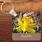 イエロー春ダッフォディルインザガーデン名前をカスタムする キーホルダー (正面)