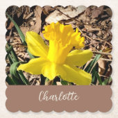 イエロー春ダッフォディルインザガーデン名前をカスタムする ペーパーコースター (正面)