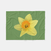 イエロー春ダフォディル フリースブランケット (正面(横))