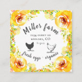 イエロー春フローラファームハウスビジネスカード スクエア名刺 (正面)