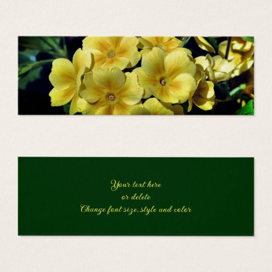 イエロー春プリムローズフラワーズミニブックマーク (正面&裏面)