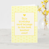 イエロー最高の先生エバータイポグラフィ誕生日 カード (黄色い花)