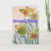 イエロー水仙春フラワーウォーターカラーアートカード カード (正面)