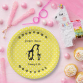 イエロー水玉模様キリン赤ちゃんシャワープレート ペーパープレート (パーティー)