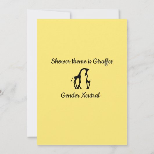 イエロー水玉模様キリン赤ちゃんシャワー招待状 招待状 (裏面)