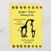 イエロー水玉模様キリン赤ちゃんシャワー招待状 招待状 (正面/裏面)