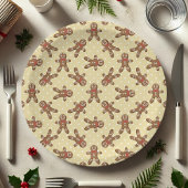 イエロー水玉模様ジンジャーブレッドマンクリスマス ペーパープレート