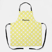 イエロー水玉模様ズホワイト名前をカスタムするカウトギフト エプロン (正面)