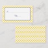 イエロー水玉模様ネイビー結婚ブルー座席表 プレイスカード (正面/裏面)