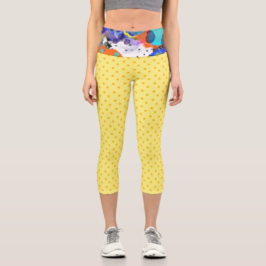 イエロー水玉模様ルピデテキラ カプリレギンス (正面)