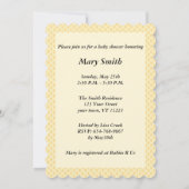 イエロー水玉模様レースハートベビーシャワー招待状 招待状 (裏面)