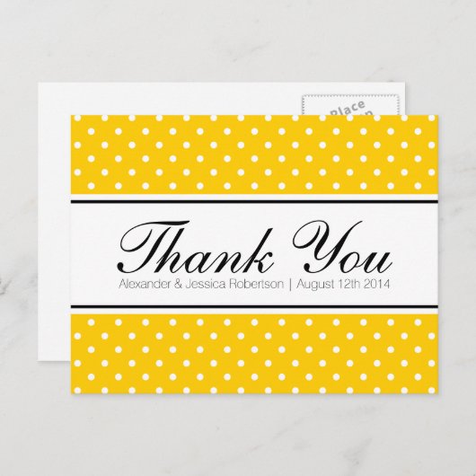 イエロー水玉模様結婚プリント感謝していのポストカード ポストカード (正面/裏面)