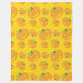 イエロー水玉模様&オレンジハロウィンカボチャ フリースブランケット (正面)