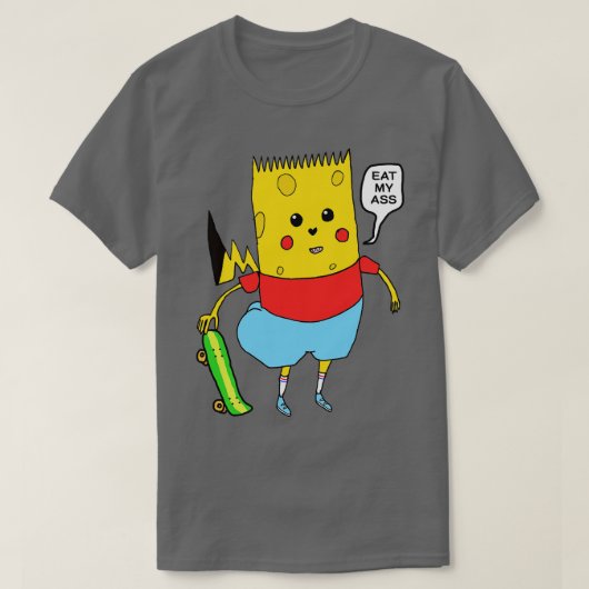 イエロー漫画キャラクタースポンジバートピカパンツノックO Tシャツ (デザイン正面)